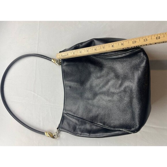 De Vecchi Hamilton Hodge Vintage Black Leather Shoulder Hobo Bag 80s Pebbled - Picture 12 of 12